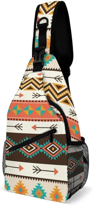 Native-american-pattern Crossbody Sling Backpack, Shoulder Bag Chest Bag for Travel Sport Running