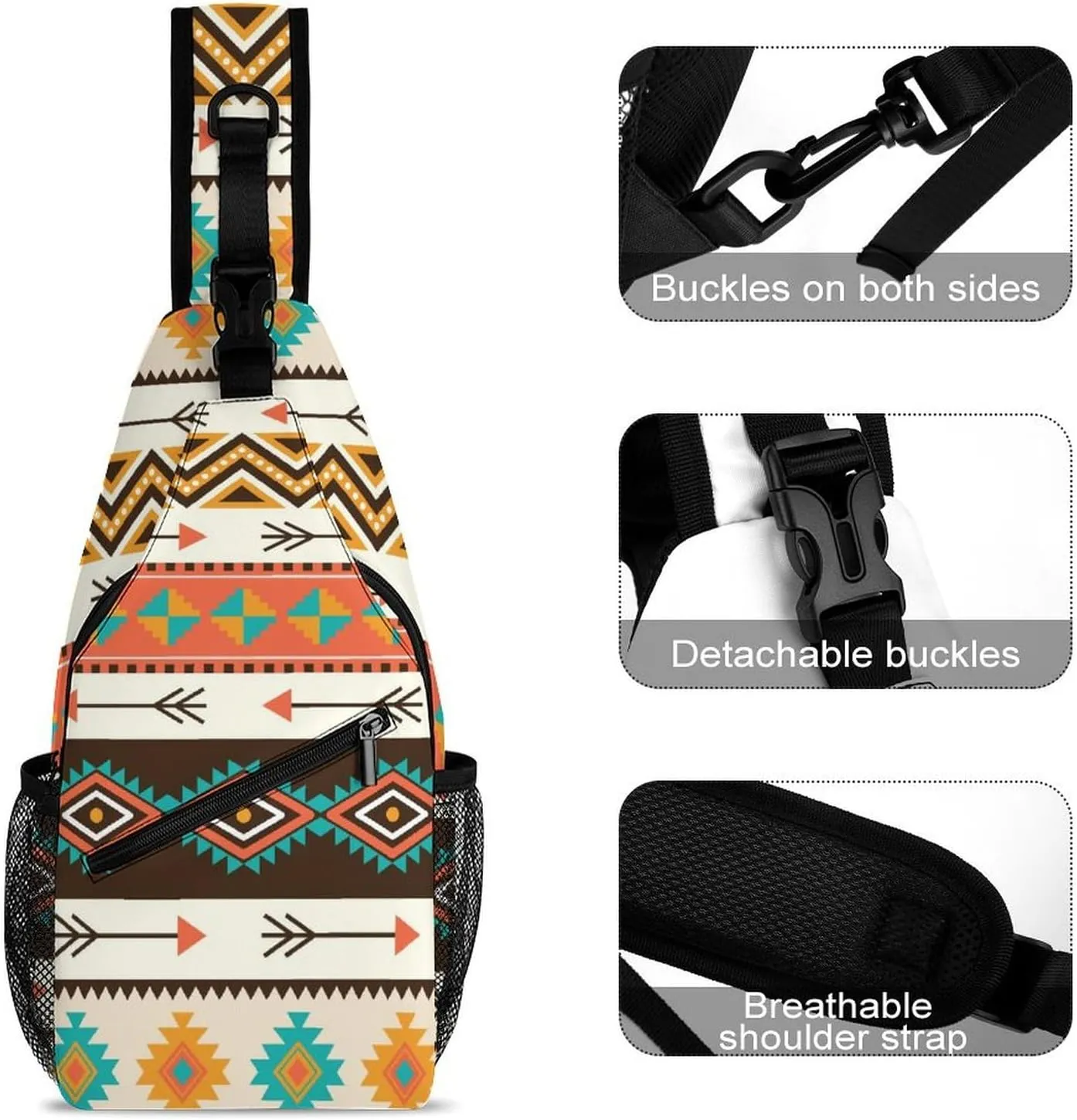 Native-american-pattern Crossbody Sling Backpack, Shoulder Bag Chest Bag for Travel Sport Running