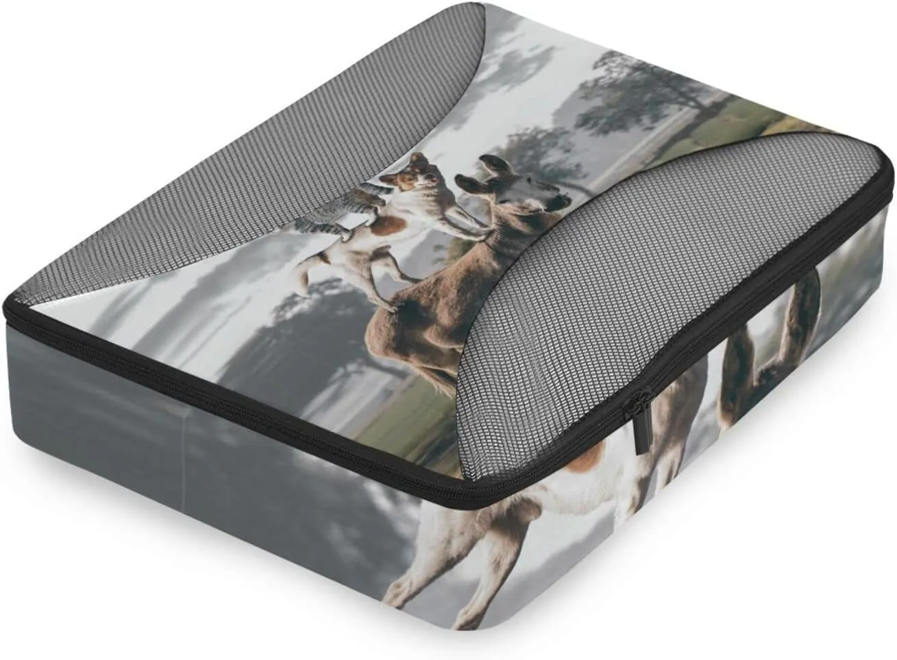 Natural Countryside View Dog Cat Rooster Donkey Farm Animal 4 PCs Set Packing Bags, Luggage Organizer Bag, Portable Cube Toiletry bag, Durable Travel Cosmetic Storage Bag for Men Women
