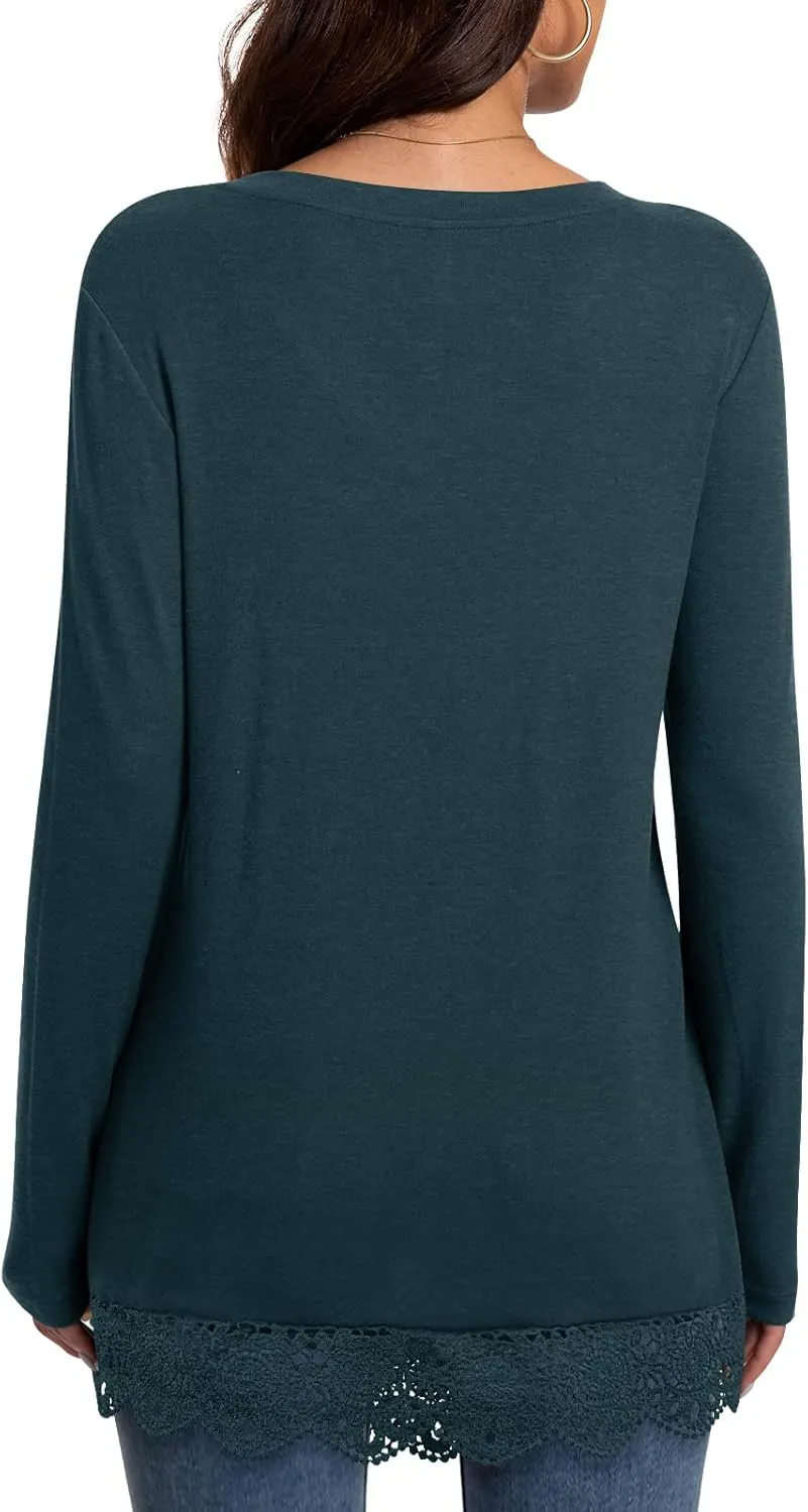 Netsmile Women's Fall Long Sleeve V-Neck Tunic Tops Casual Sweatshirt for Leggings
