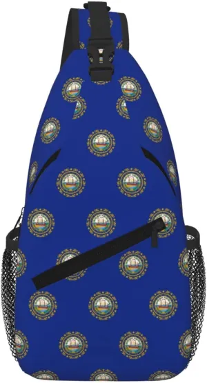 New Hampshire State Flag Men Casual Diagonal Chest Bag Cross Package Diagonally Women Travel Satchel Single Shoulder Bag