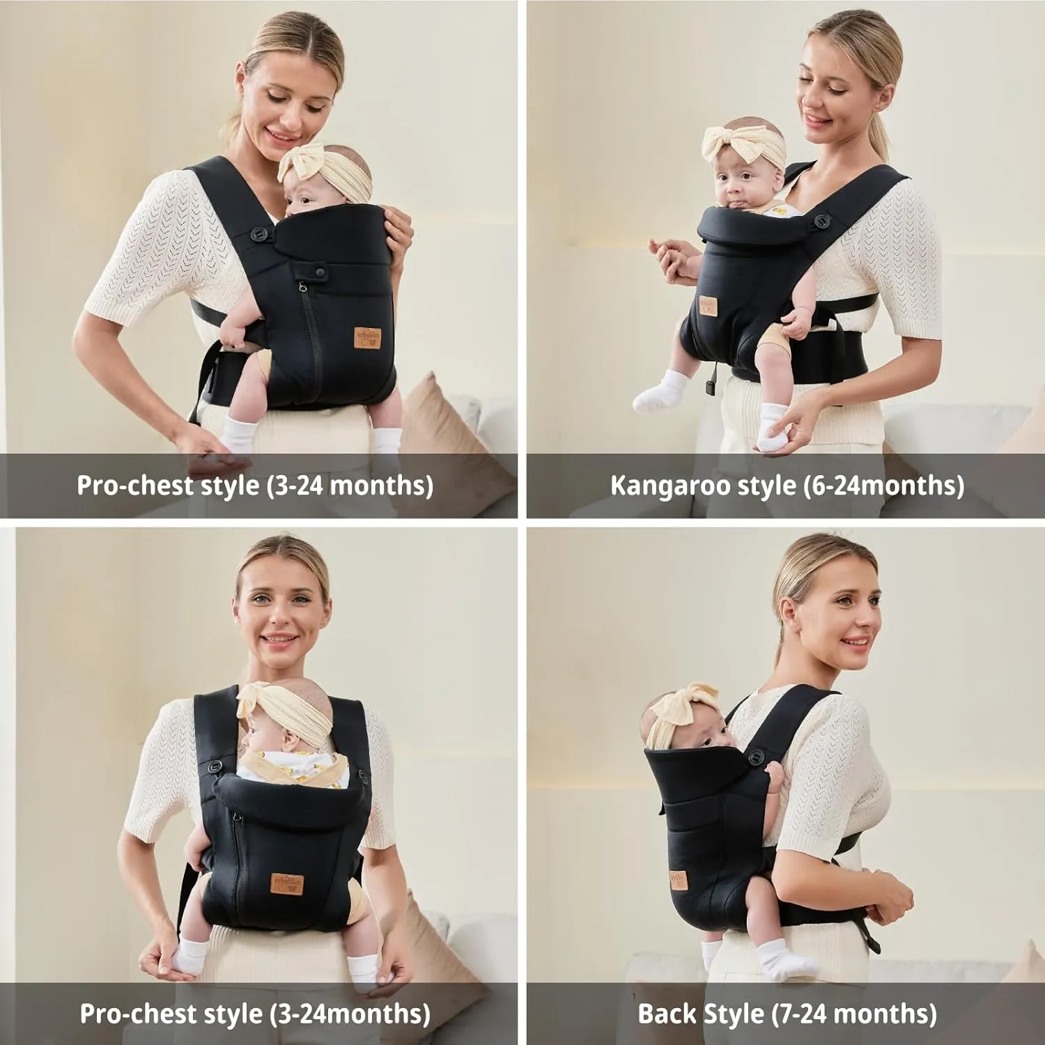 New Upgrade Ergonomic Baby Carrier Newborn Toddler Wrap Carrier,Hands Free Baby Sitting Support Sling,Breathable,Perfect for Infants/Chest Sling for Babies Shower Gift (Black)
