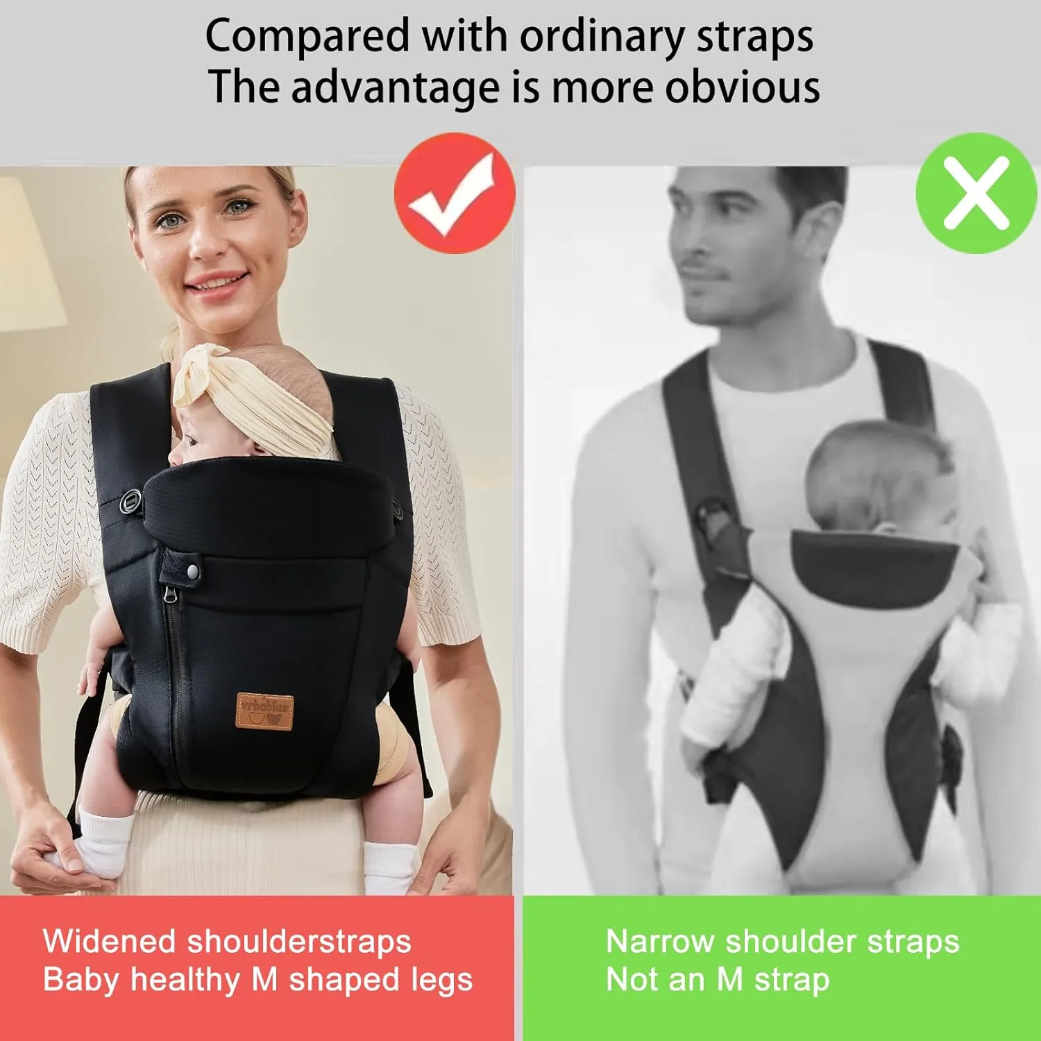 New Upgrade Ergonomic Baby Carrier Newborn Toddler Wrap Carrier,Hands Free Baby Sitting Support Sling,Breathable,Perfect for Infants/Chest Sling for Babies Shower Gift (Black)