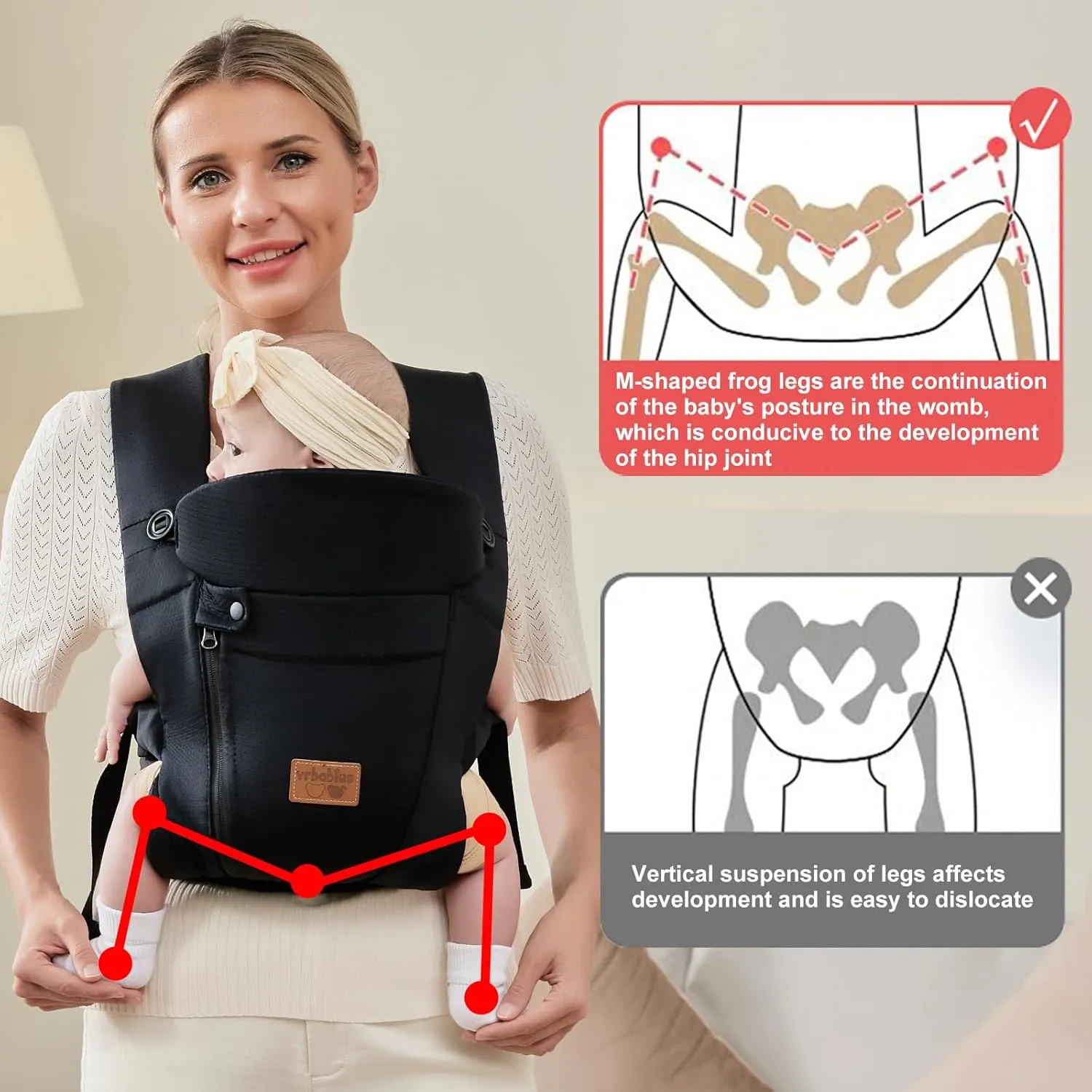 New Upgrade Ergonomic Baby Carrier Newborn Toddler Wrap Carrier,Hands Free Baby Sitting Support Sling,Breathable,Perfect for Infants/Chest Sling for Babies Shower Gift (Black)