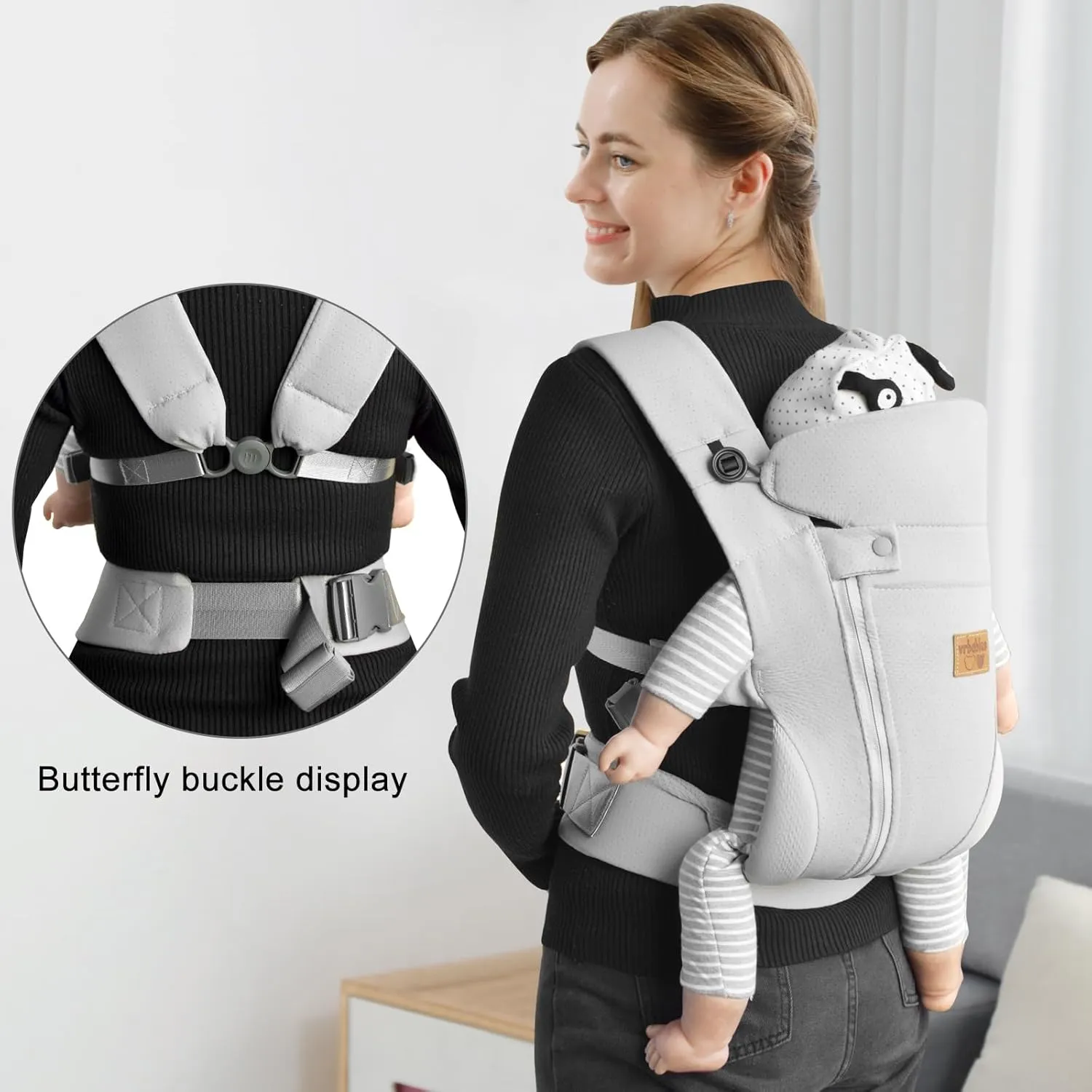 New Upgrade Ergonomic Baby Carrier Newborn Toddler Wrap Carrier,Hands Free Baby Sitting Support Sling,Breathable,Perfect for Infants/Chest Sling for Babies Shower Gift(Light Grey)