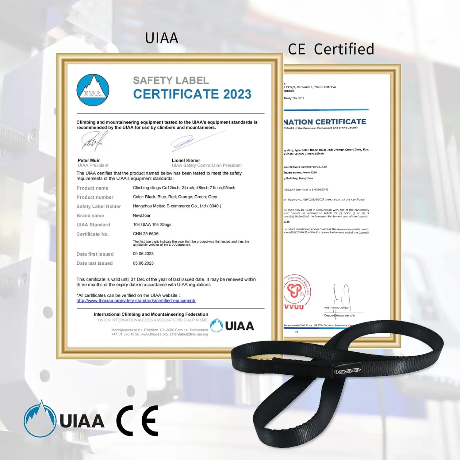 NewDoar 16mm Climbing Sling UIAA CE Certified,23KN EN566 Certified,Climbing Utility Cord Rock Climbing,Creating Anchors System,Rappelling Gear,Perfect for Tree Work