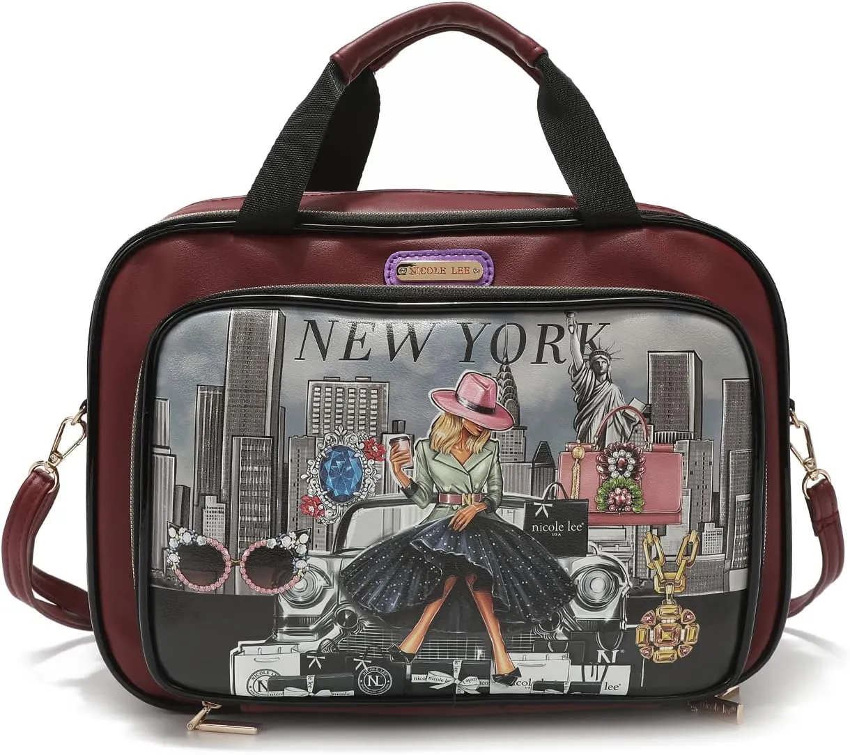 Nicole Lee Cosmetic Makeup Bag for Women - Multi Organization Toiletry Travel Bag with 5 Compartments (Success in New York)