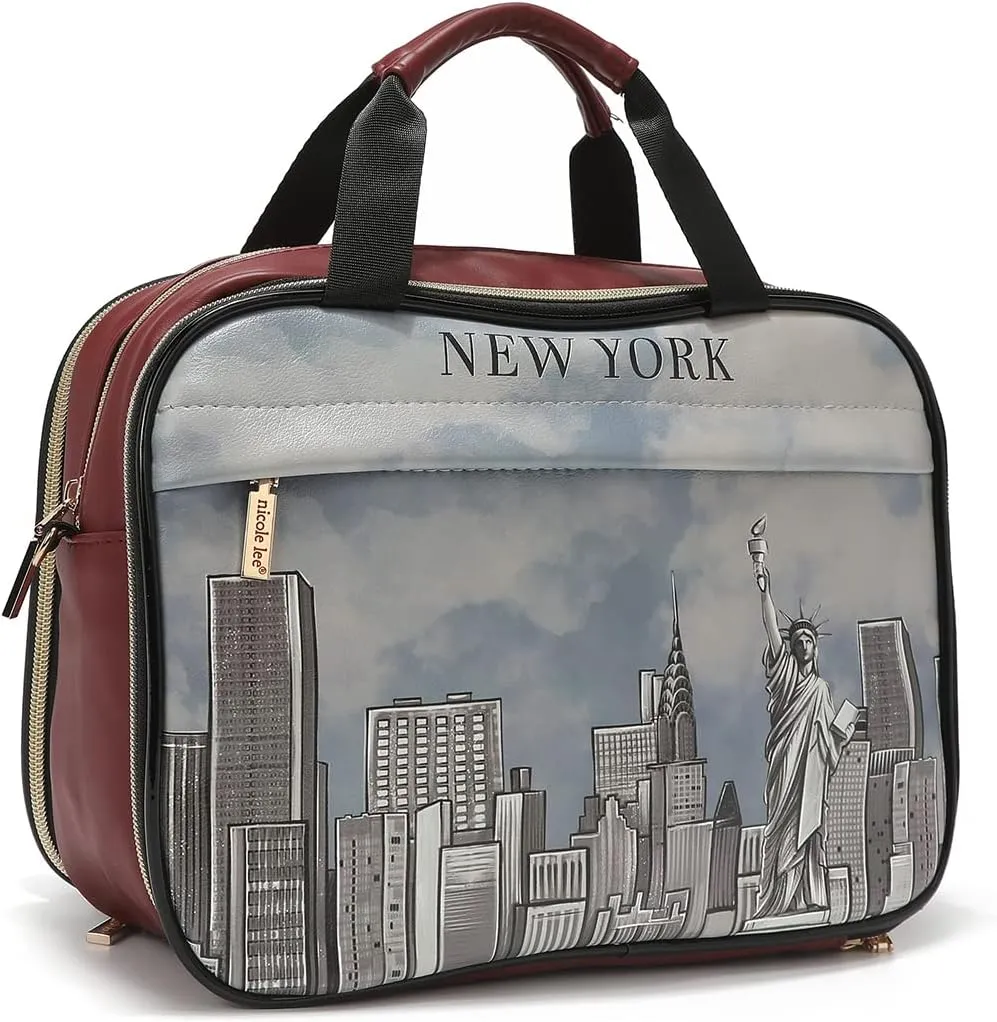 Nicole Lee Cosmetic Makeup Bag for Women - Multi Organization Toiletry Travel Bag with 5 Compartments (Success in New York)