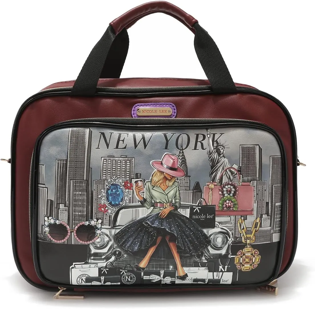 Nicole Lee Cosmetic Makeup Bag for Women - Multi Organization Toiletry Travel Bag with 5 Compartments (Success in New York)