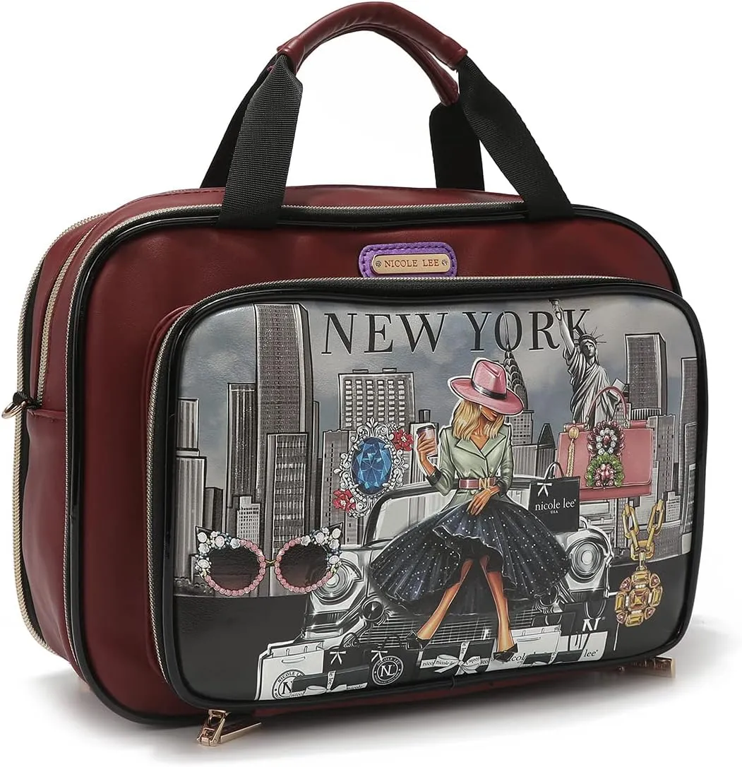 Nicole Lee Cosmetic Makeup Bag for Women - Multi Organization Toiletry Travel Bag with 5 Compartments (Success in New York)