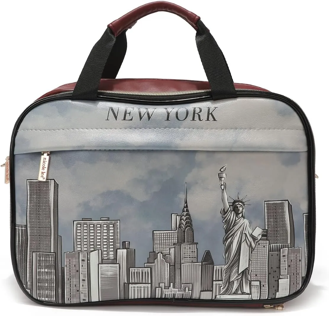 Nicole Lee Cosmetic Makeup Bag for Women - Multi Organization Toiletry Travel Bag with 5 Compartments (Success in New York)