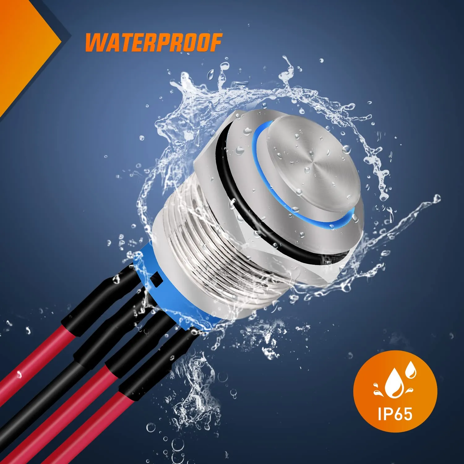 Nilight 5Pcs 16mm 12V Blue Latching Push Button Switch Heavy Duty Metal with 8inch Wiring Harness and Led Indicator Light 24V Pre Wired SPDT Self Locking 4Pin Marine for Boats Cars Truck