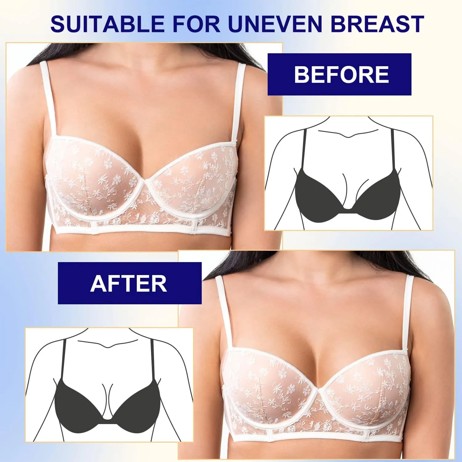 Nimiah Silicone Bra Pads Inserts, Sticky Chicken Cutlets for Small Chest Push up Padding for Bikini Top Dress 1/3 Pairs