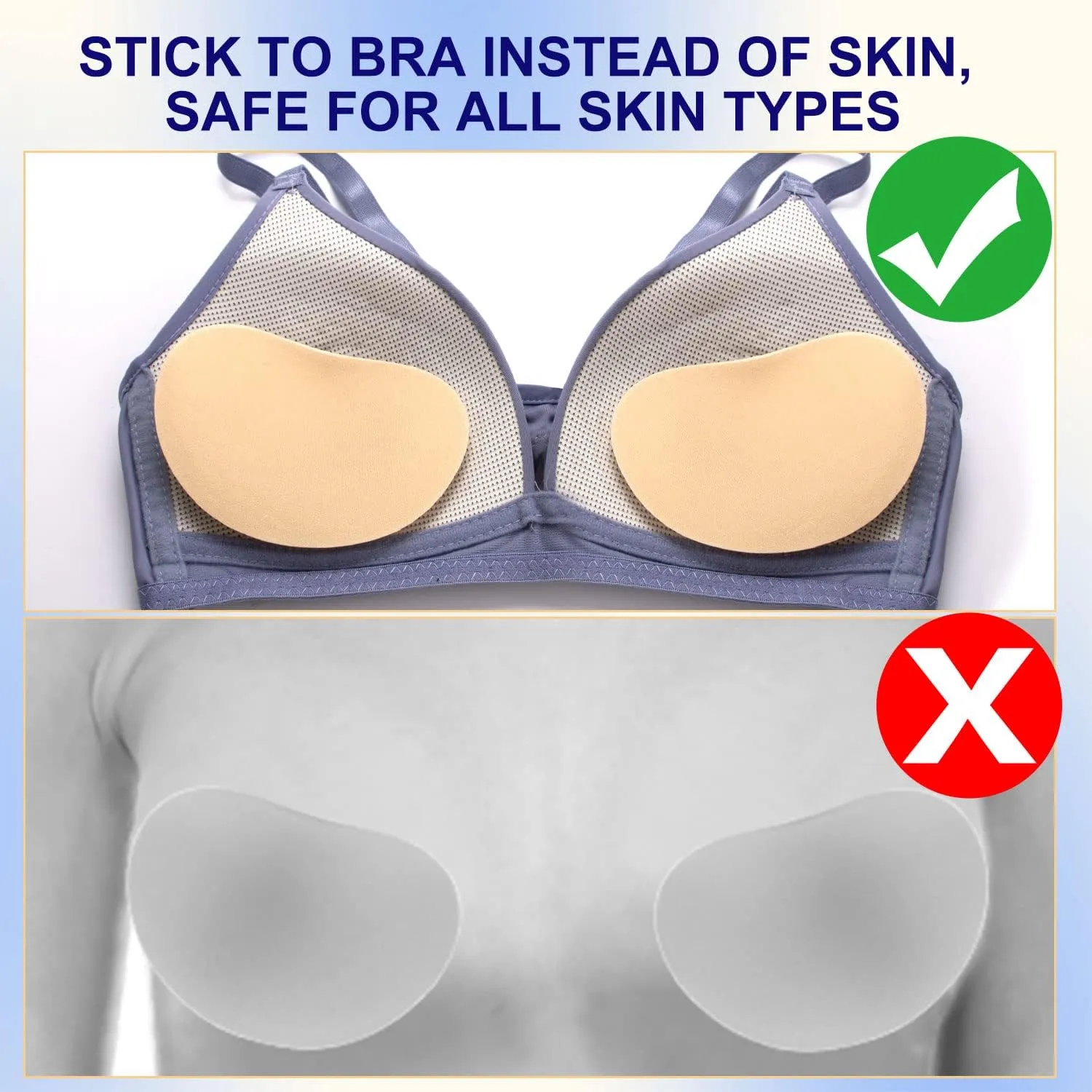 Nimiah Silicone Bra Pads Inserts, Sticky Chicken Cutlets for Small Chest Push up Padding for Bikini Top Dress 1/3 Pairs