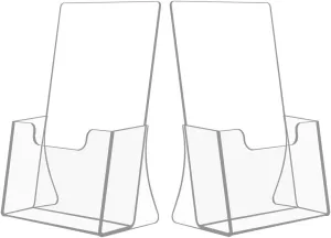 NIUBEE 2 Pack 8.5'' x 5.5'' Acrylic Bi-fold Brochure Holder,Clear Plastic Counter top Organizers