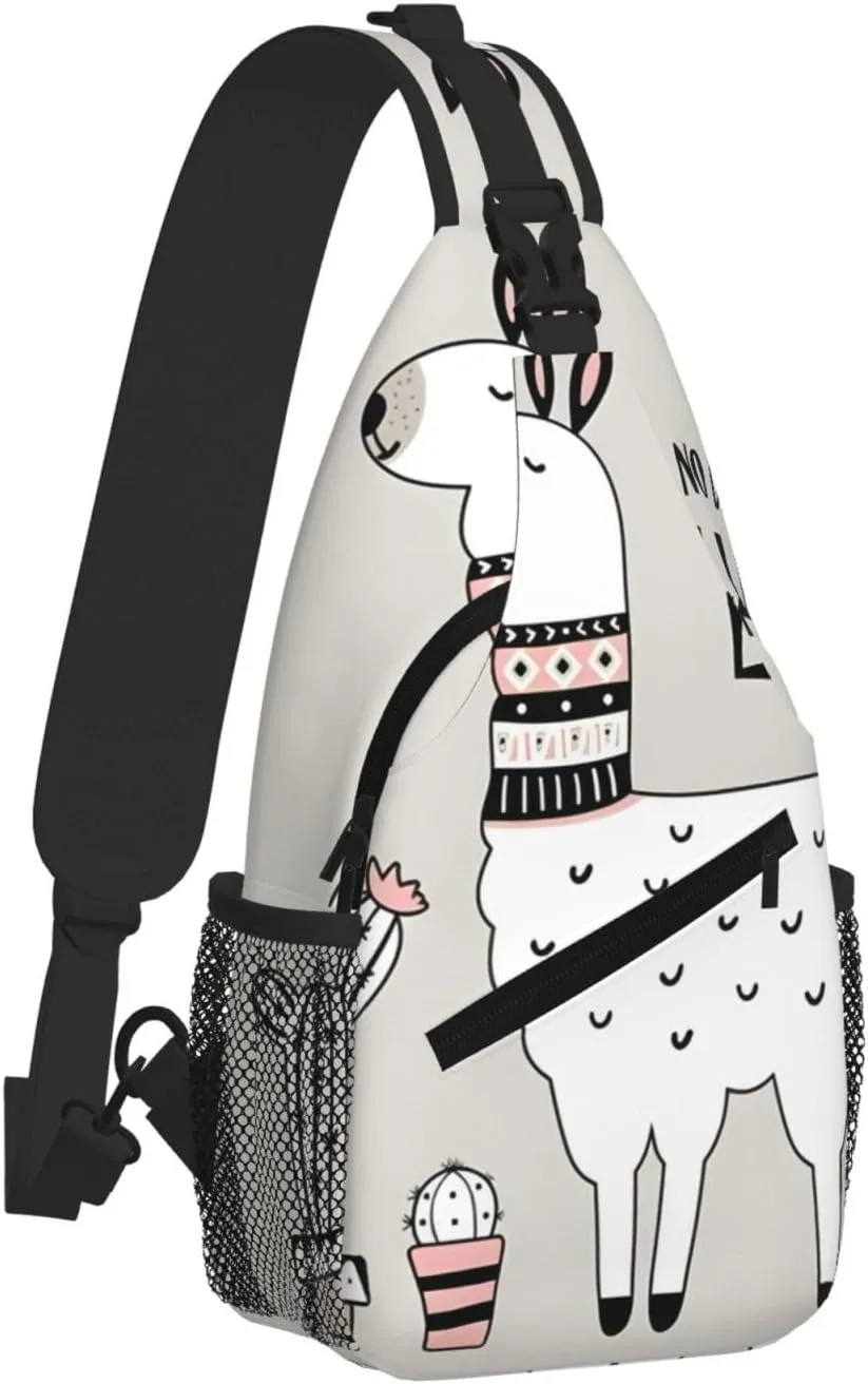 No Drama Llama Print Cross Chest Bag Diagonally - High-Capacity For Short Trips, Work, And Daily Use