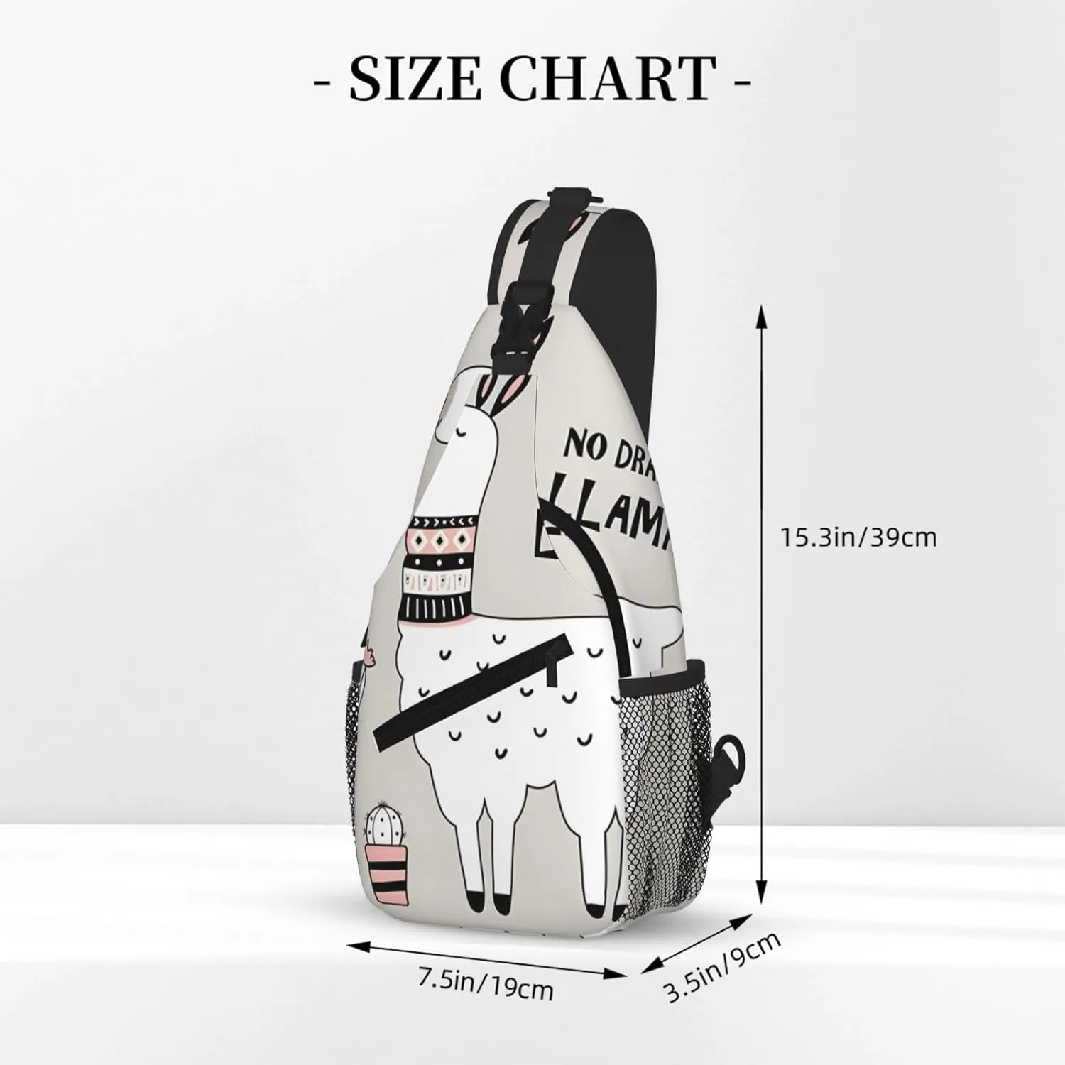 No Drama Llama Print Cross Chest Bag Diagonally - High-Capacity For Short Trips, Work, And Daily Use