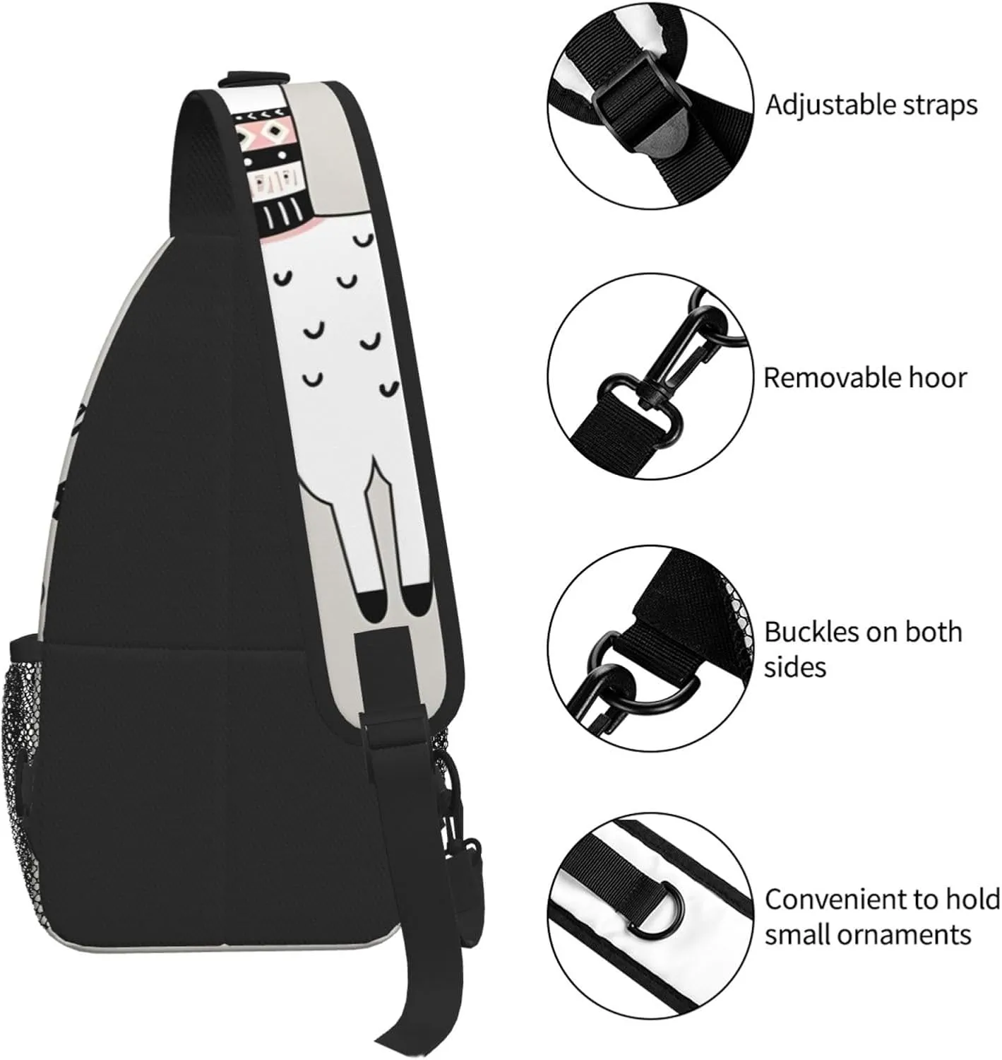 No Drama Llama Print Cross Chest Bag Diagonally - High-Capacity For Short Trips, Work, And Daily Use