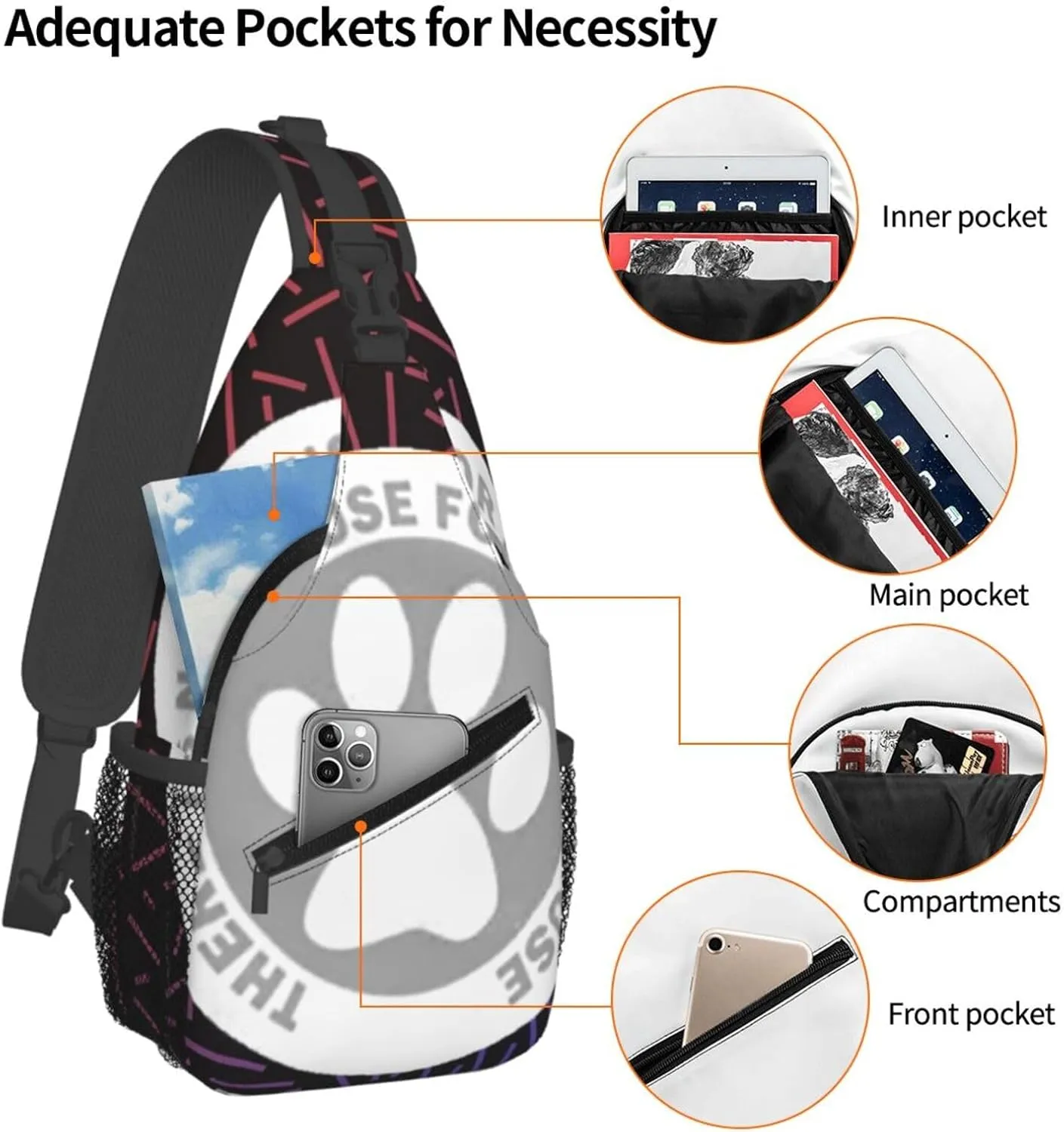 No Excuse For Animal Abuse Crossbody For Men Women Sling Chest Bag Shoulder Bag Lightweight One Strap Backpack Multipurpose Travel Hiking Daypack