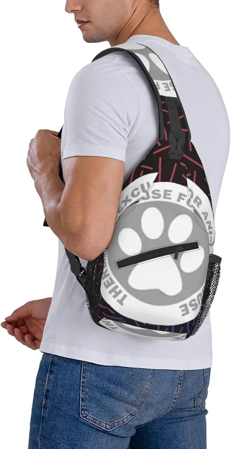 No Excuse For Animal Abuse Crossbody For Men Women Sling Chest Bag Shoulder Bag Lightweight One Strap Backpack Multipurpose Travel Hiking Daypack