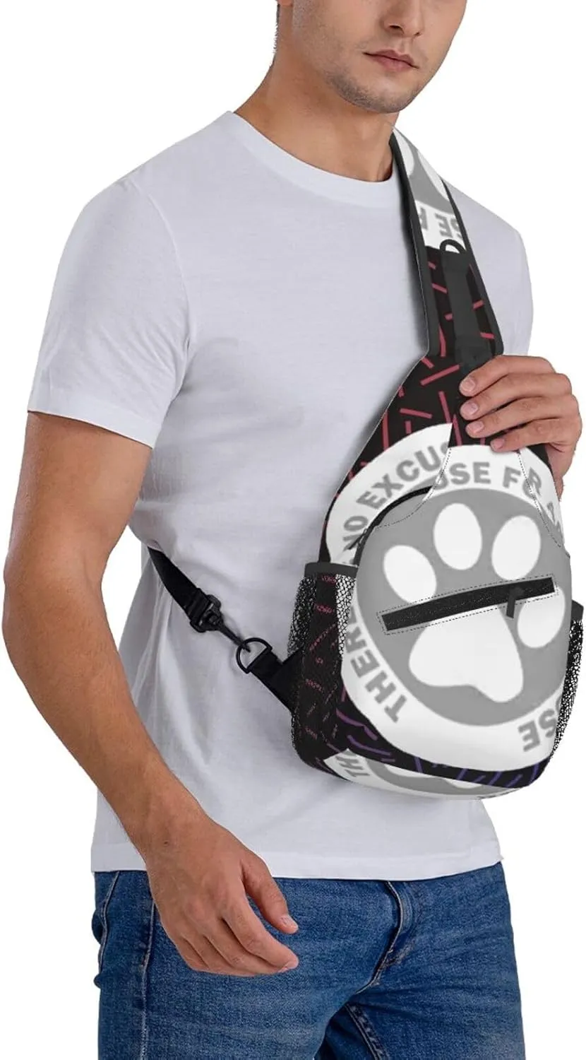 No Excuse For Animal Abuse Crossbody For Men Women Sling Chest Bag Shoulder Bag Lightweight One Strap Backpack Multipurpose Travel Hiking Daypack