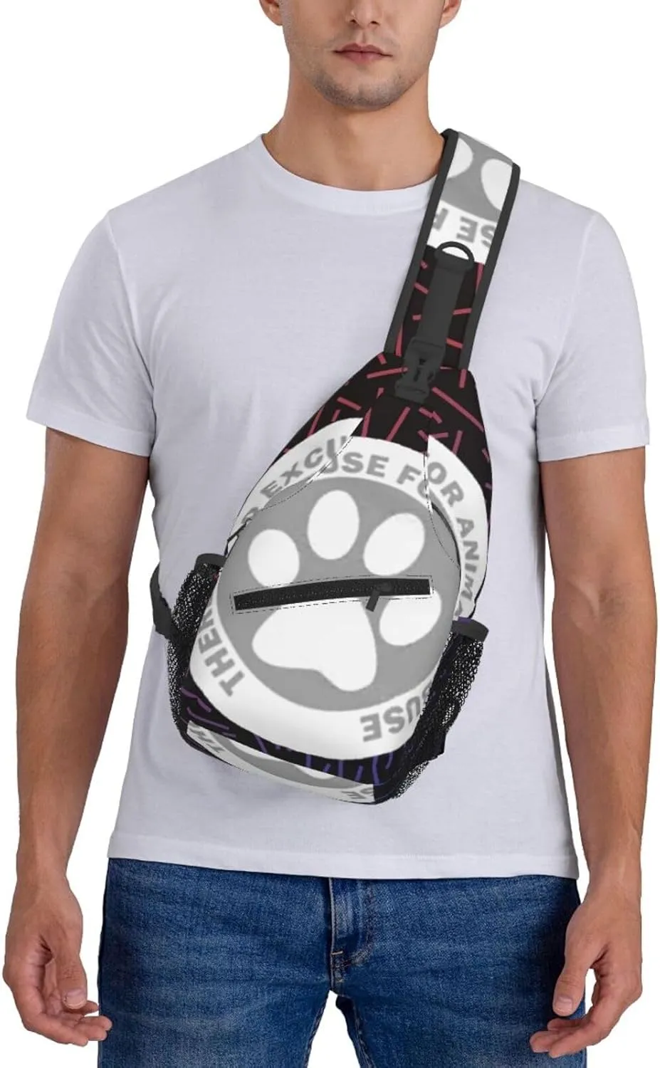 No Excuse For Animal Abuse Crossbody For Men Women Sling Chest Bag Shoulder Bag Lightweight One Strap Backpack Multipurpose Travel Hiking Daypack
