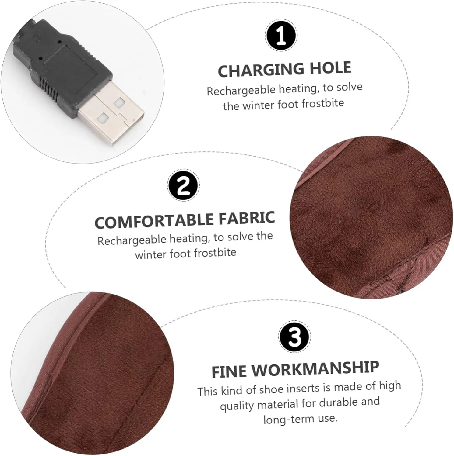 NOLITOY Heated Insoles Electric Heating Shoe Inserts with Washable Design for Winter Warmth Energy Saving Far Technology