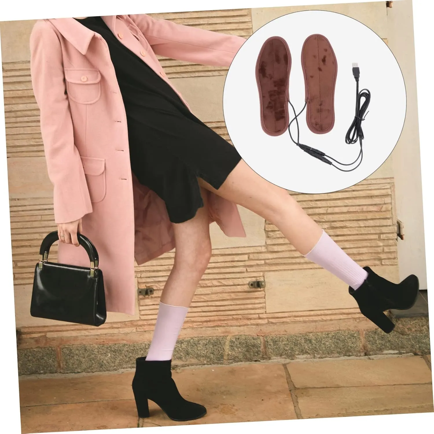 NOLITOY Heated Insoles Electric Heating Shoe Inserts with Washable Design for Winter Warmth Energy Saving Far Technology