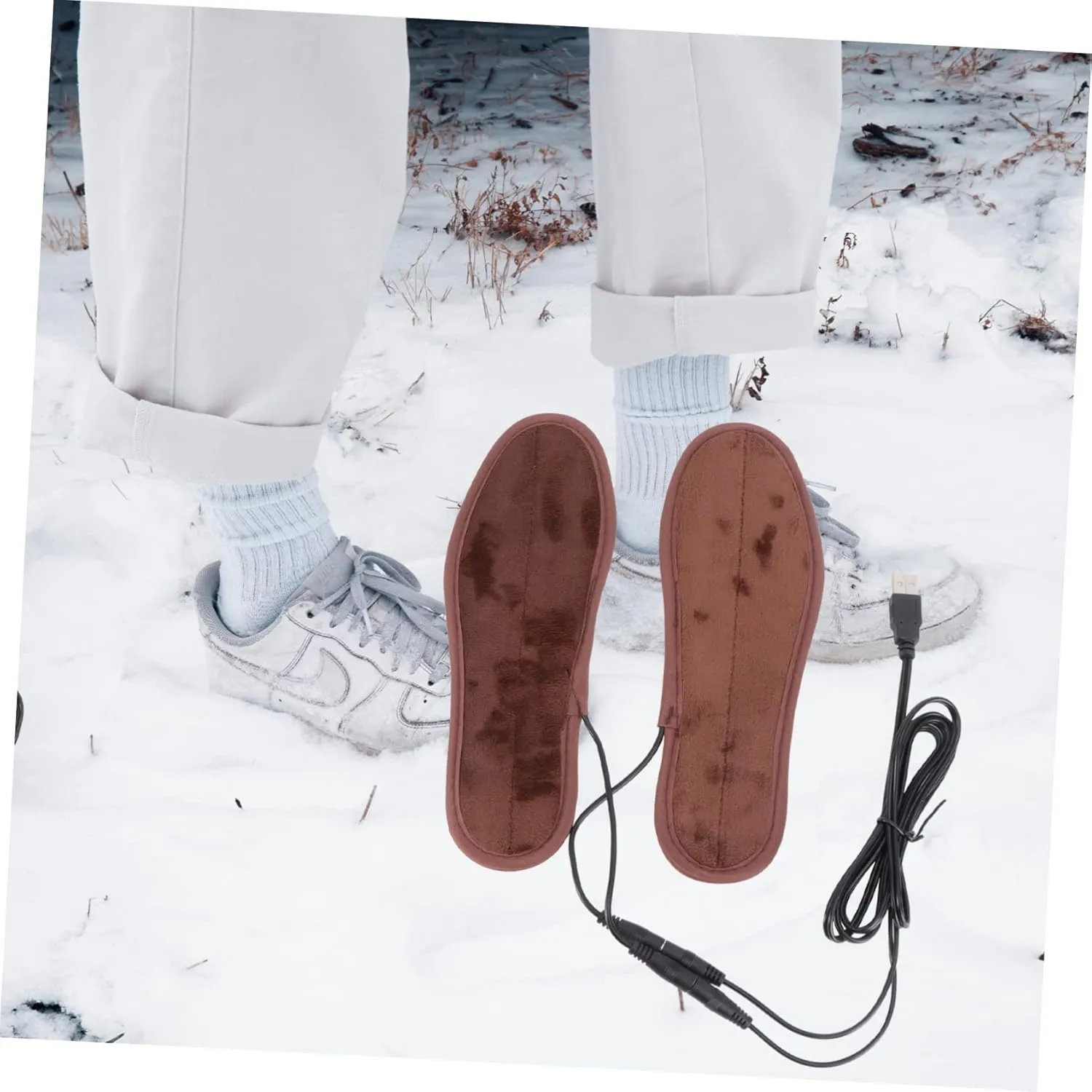 NOLITOY Heated Insoles Electric Heating Shoe Inserts with Washable Design for Winter Warmth Energy Saving Far Technology