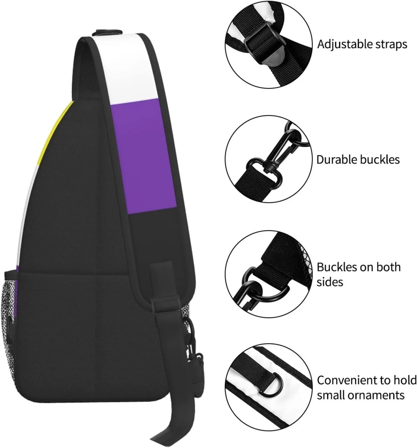 Non-Binary Pride Flag Outdoor Crossbody Shoulder Bag For Unisex Young Adult Hiking Sling Backpack