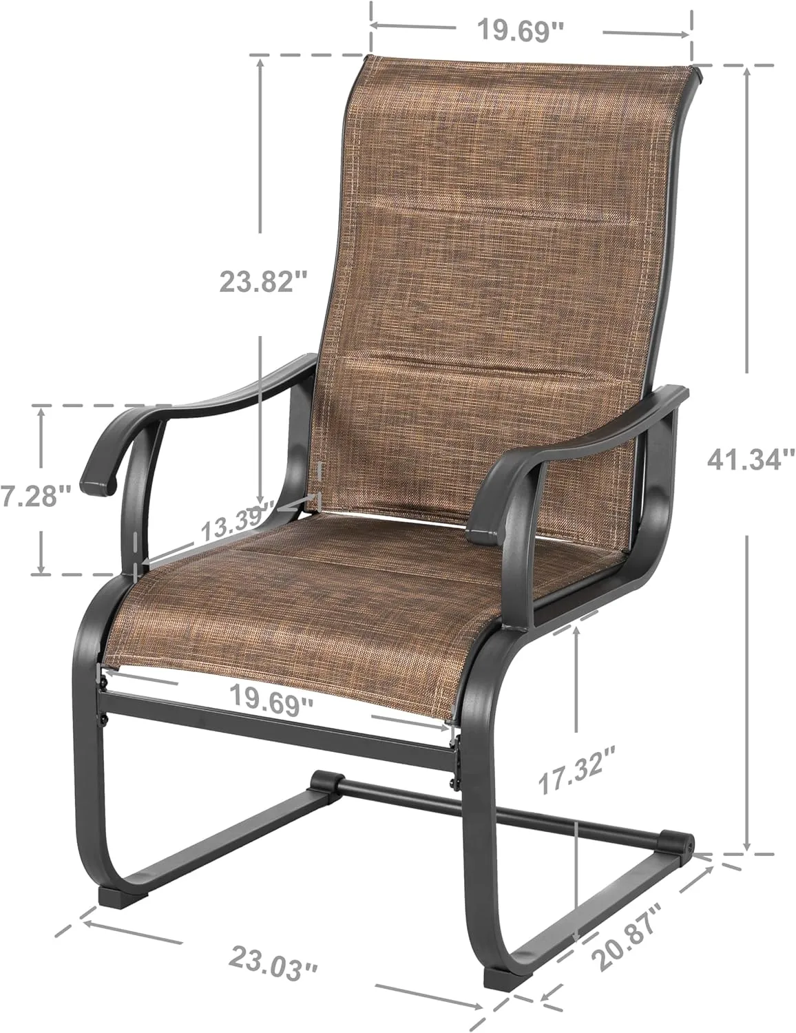 NUU GARDEN Patio Dining Chairs Set of 4, All Weather Outdoor Padded Textilene Patio Chairs, Breathable Spring Motion Textile High Back Outdoor Dining Chairs for Backyard, Lawn, Deck, Brown