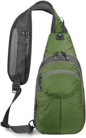 Nylon Crossbody Sling Chest Bag Daypack for Men Women Sport Hiking Bicycle Travel Gym Small Backpack Outdoor (Green), Average