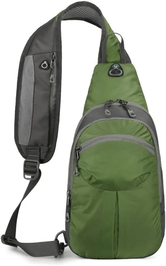 Nylon Crossbody Sling Chest Bag Daypack for Men Women Sport Hiking Bicycle Travel Gym Small Backpack Outdoor (Green), Average