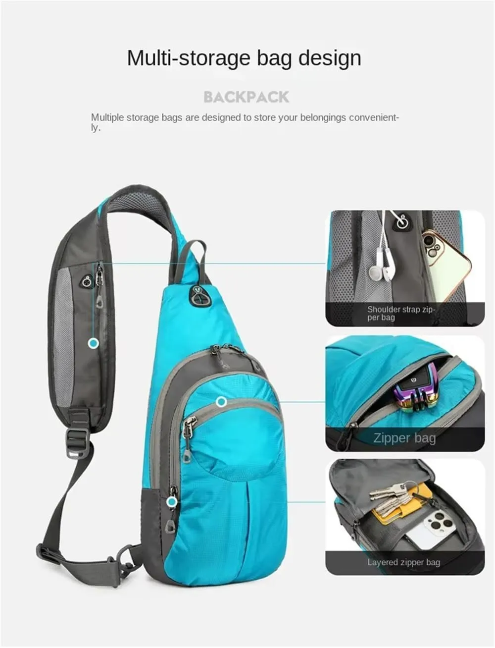 Nylon Crossbody Sling Chest Bag Daypack for Men Women Sport Hiking Bicycle Travel Gym Small Backpack Outdoor (Green), Average