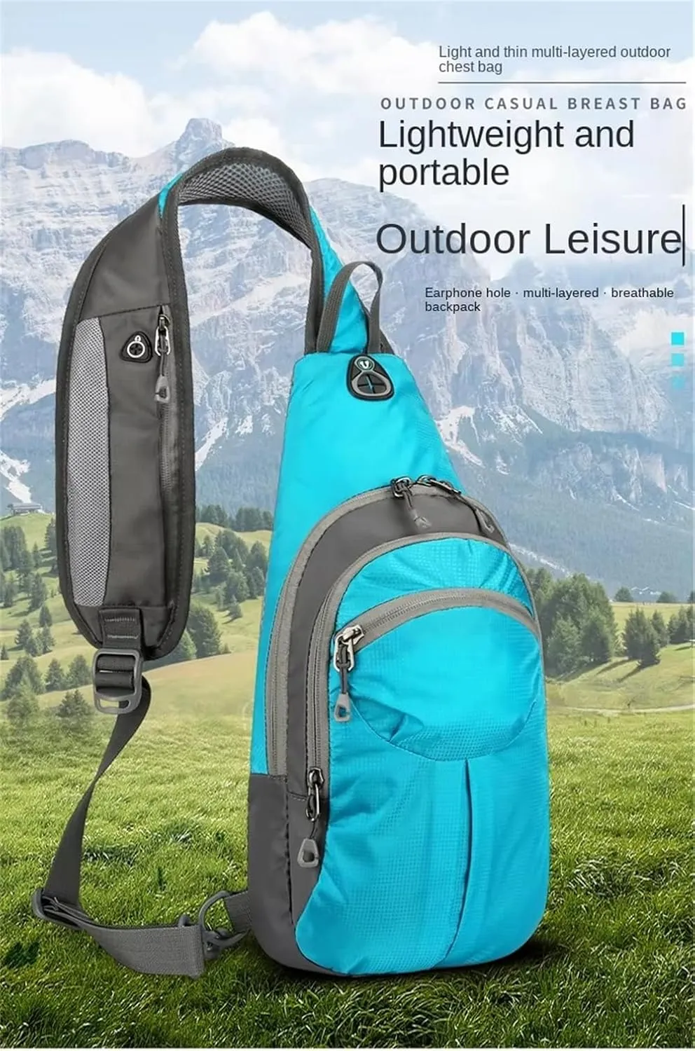 Nylon Crossbody Sling Chest Bag Daypack for Men Women Sport Hiking Bicycle Travel Gym Small Backpack Outdoor (Green), Average