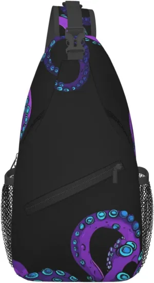 Octopus Tentacles Pattern Sling Bag Cross Body Bag Shoulder Bag Fanny Pack Travel Hiking Daypack For Women Men