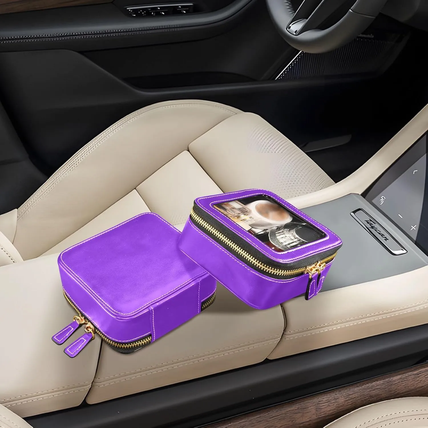 ODAWA Blue Violet Clear Toiletry Bag Portable Make Up Organizer Make Up Organizer Case for Backpack