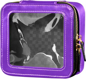 ODAWA Blue Violet Clear Toiletry Bag Portable Make Up Organizer Make Up Organizer Case for Backpack