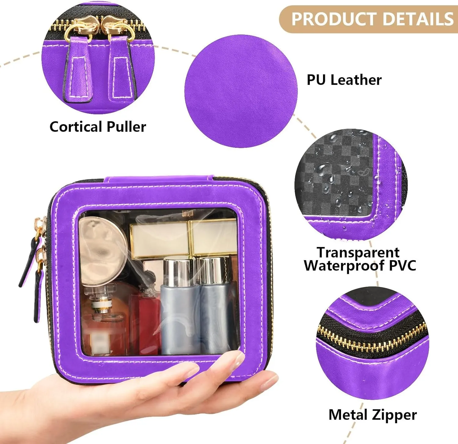 ODAWA Blue Violet Clear Toiletry Bag Portable Make Up Organizer Make Up Organizer Case for Backpack