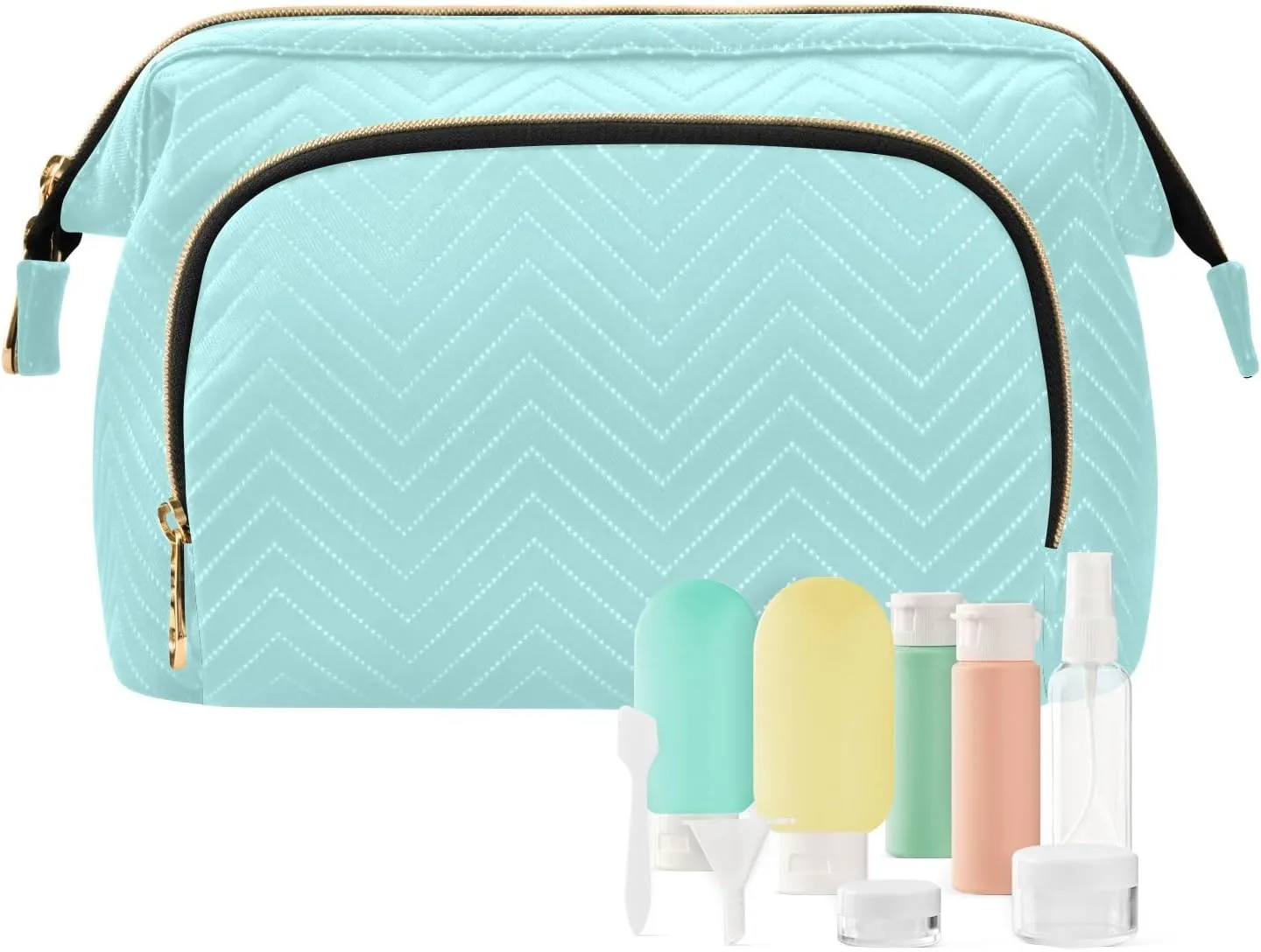 ODAWA Cosmetic Bags Pale Turquoise Travel Cosmetic Organizer Zipper Pouch Roomy Cosmetic Bag for Women and Girls