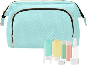 ODAWA Cosmetic Bags Pale Turquoise Travel Cosmetic Organizer Zipper Pouch Roomy Cosmetic Bag for Women and Girls