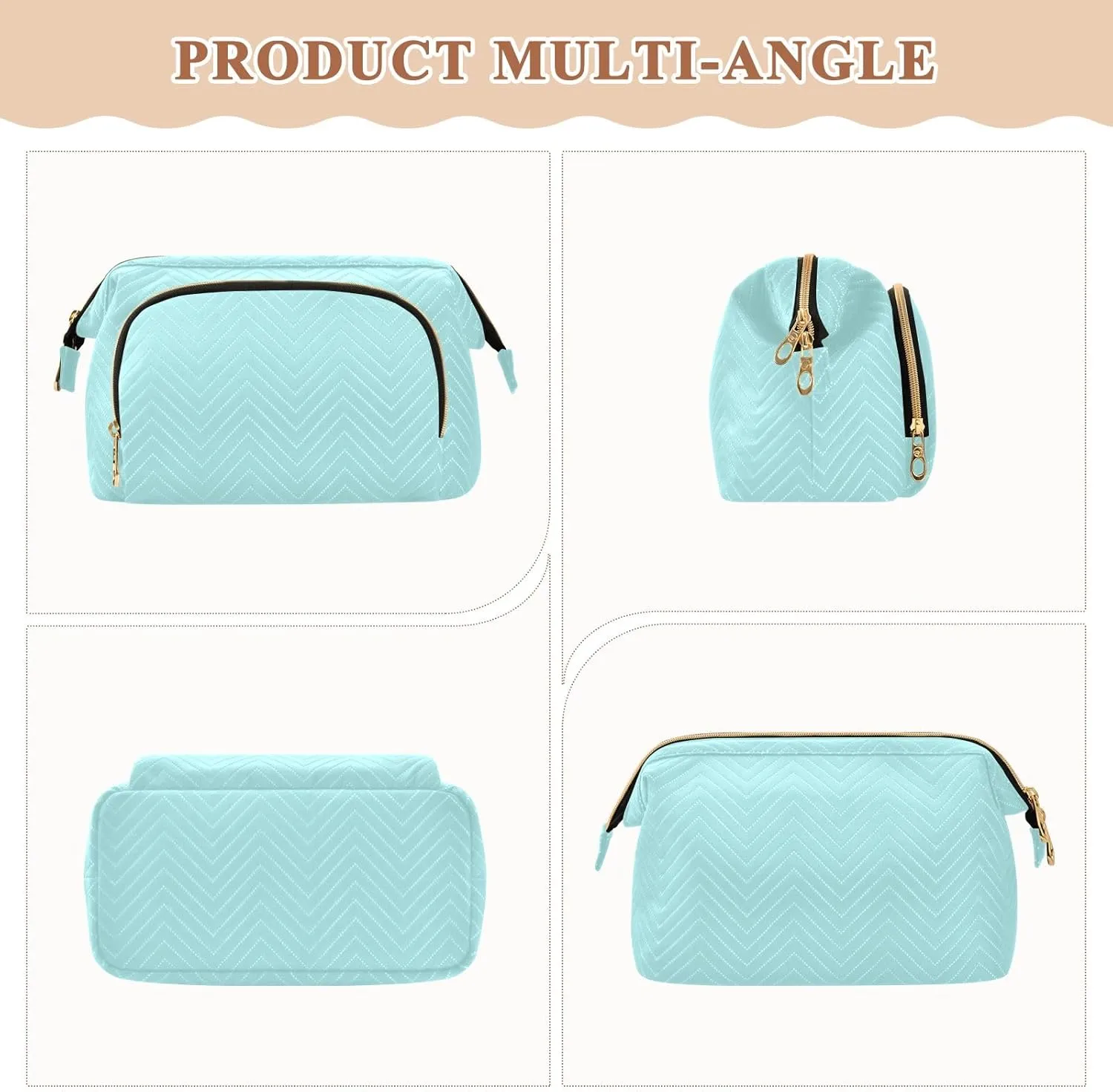 ODAWA Cosmetic Bags Pale Turquoise Travel Cosmetic Organizer Zipper Pouch Roomy Cosmetic Bag for Women and Girls
