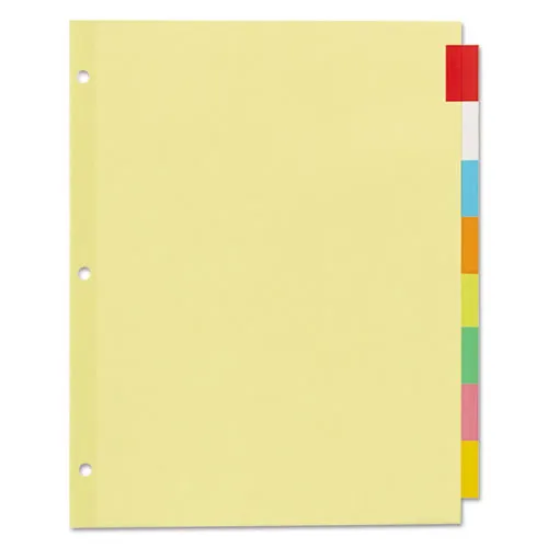 Office Essentials Plastic Insertable Dividers, 8-Tab, 11 x 8.5, Assorted Tabs, 1 Set