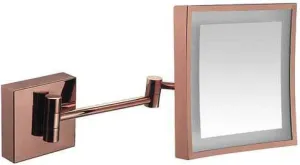 OGRAFF Square Vanity Cosmetic Mirror Wall Mount 3X Magnification Extendable for Shaving in Bedroom (Color : Rosegold, Size : Powered by Plug)
