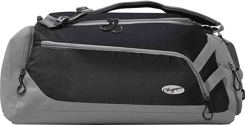 Olympia U.S.A. Blitz 22" Convertible Gym Duffel W/Backpack Straps Duffel Bag, BLACK GRAY