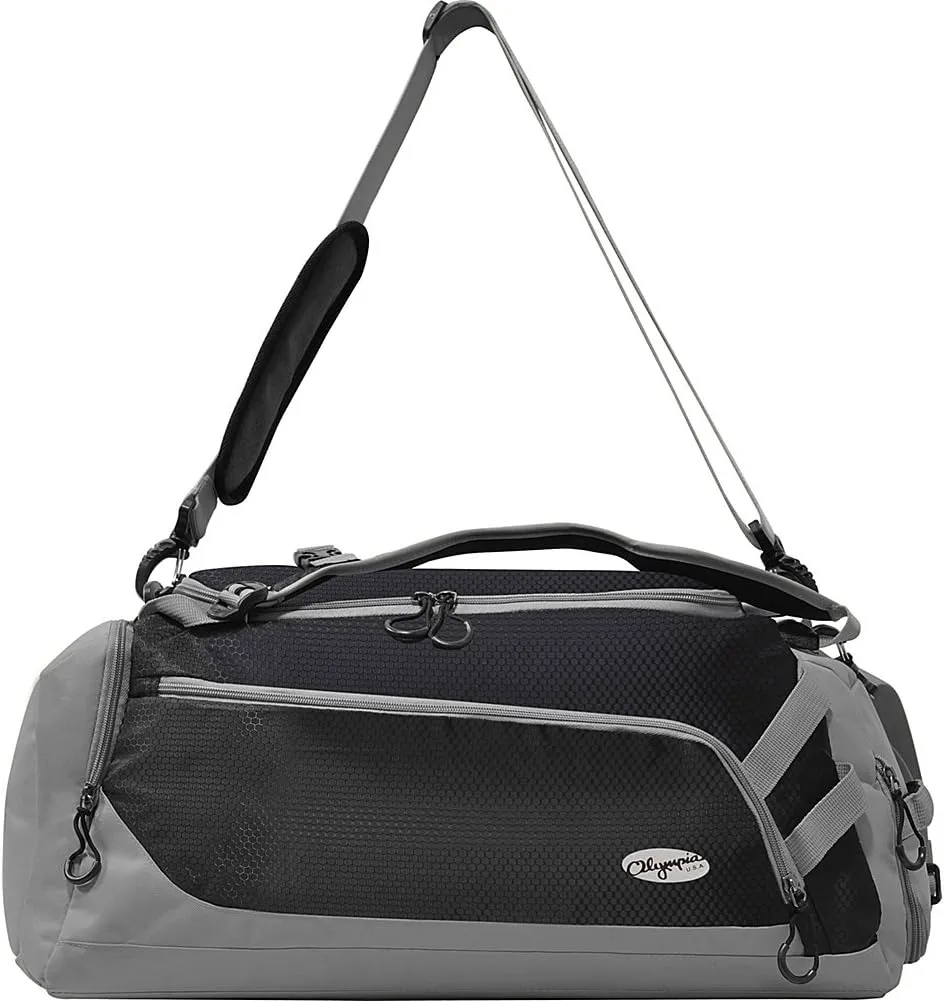 Olympia U.S.A. Blitz 22" Convertible Gym Duffel W/Backpack Straps Duffel Bag, BLACK GRAY