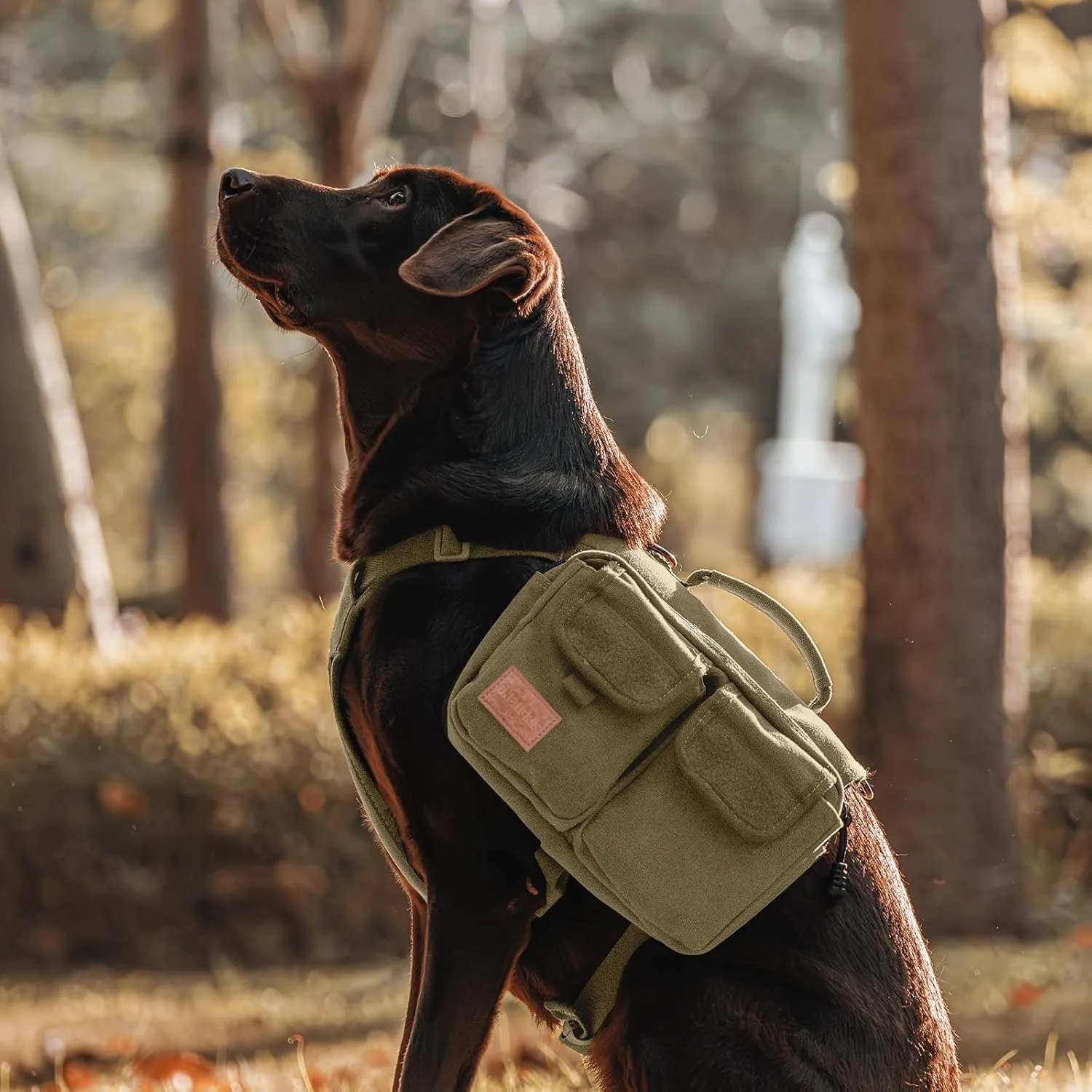 OneTigris Dog Hiking Backpack, Dog Pack for Medium Large Dogs, HOPPY CAMPER 3.0 Dog Saddle Bag Harness Outdoor Hiking (M, Brown)