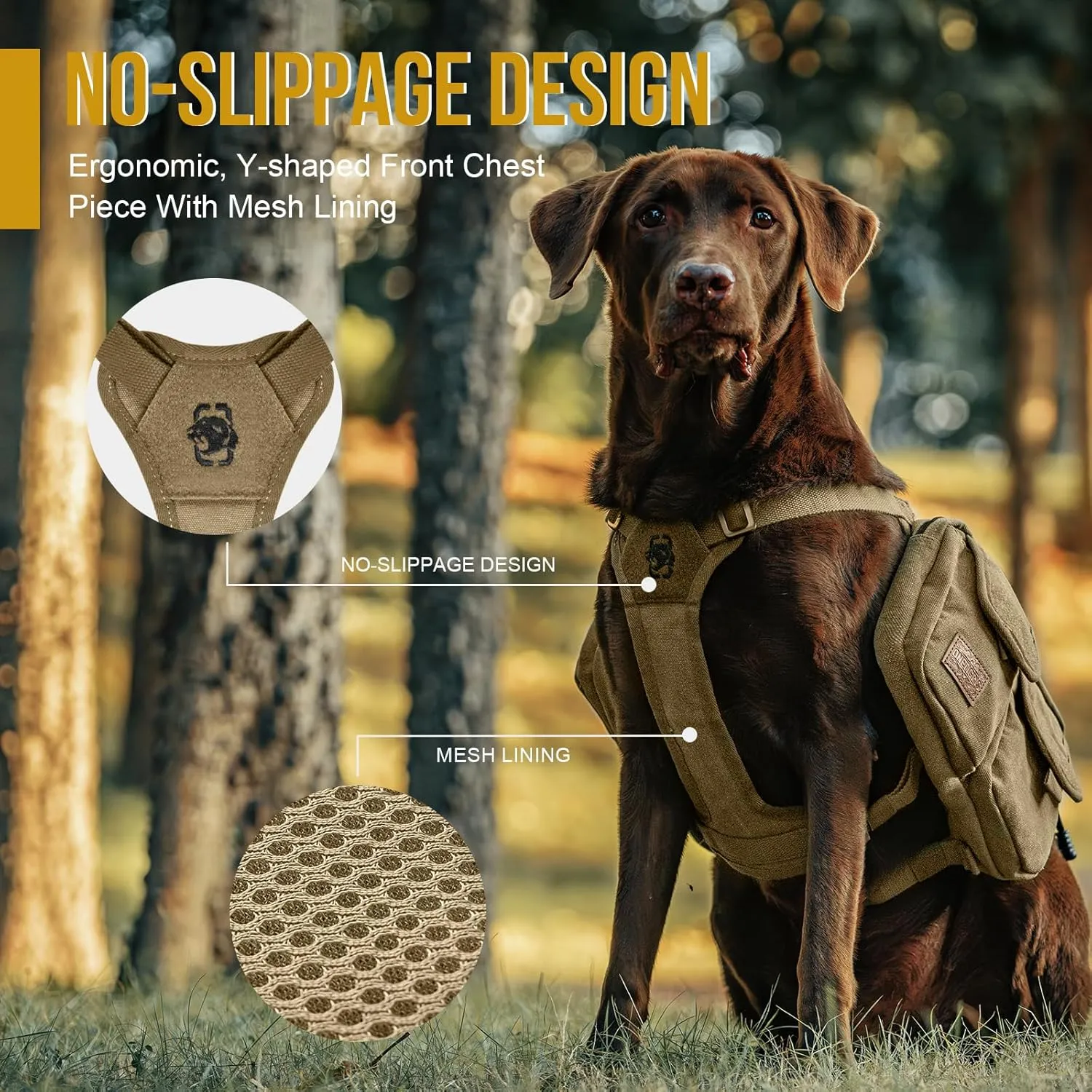 OneTigris Dog Hiking Backpack, Dog Pack for Medium Large Dogs, HOPPY CAMPER 3.0 Dog Saddle Bag Harness Outdoor Hiking (M, Brown)