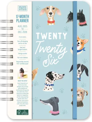 Orange Circle Studio Academic Planner 2026, Doggone Cute, Do It All Planners, 17-Month Wire-O Bound Planner for School or Work, Dotted Grid Week-Per-Spread View, To-Do Lists, Budget & Goal Trackers