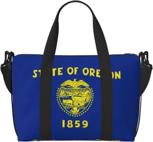 Oregon State Flag Hand-held messenger travel bag, suitable for work, travel, fitness, tourism, women's casual handbag with zipper,